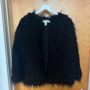 Black Faux Fur Fuzzy Coat